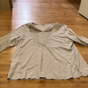 Women's Light Brown Embroidered Top